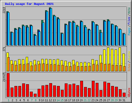 Daily usage for August 2021