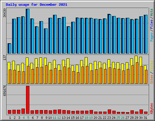 Daily usage for December 2021