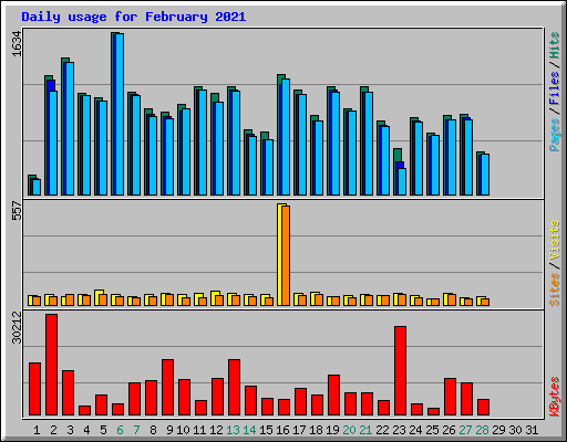 Daily usage for February 2021